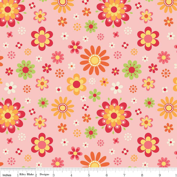 Just Dreamy 2 Floral Pink Cotton Lycra Knit Fabric by Riley Blake
