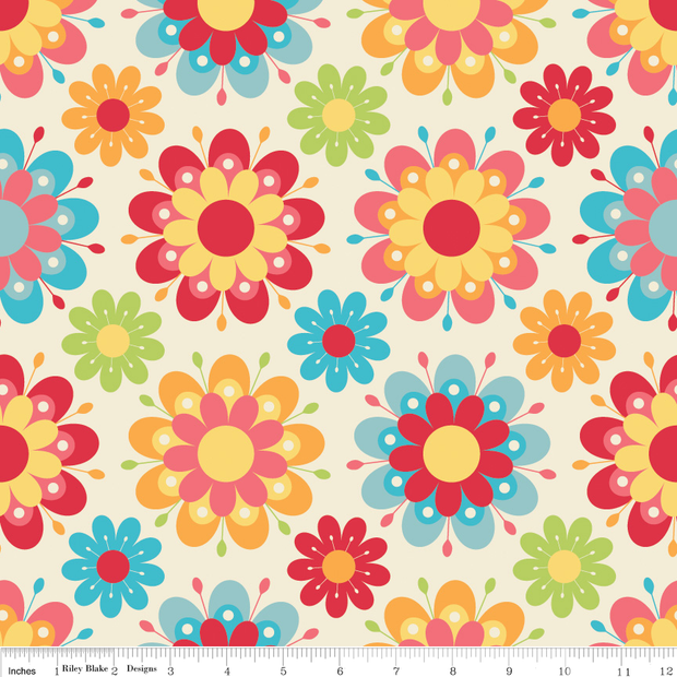Just Dreamy 2 Main Cream Cotton Lycra Knit Fabric by Riley Blake - 23" Remnant