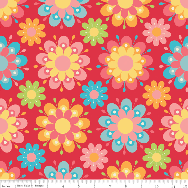 Just Dreamy 2 Main Red Cotton Lycra Knit Fabric by Riley Blake