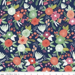 Trend Main Navy Cotton Lycra Knit Fabric by Riley Blake