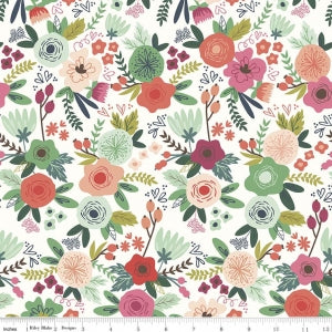 Trend Main White Cotton Lycra Knit Fabric by Riley Blake - 17" Remnant