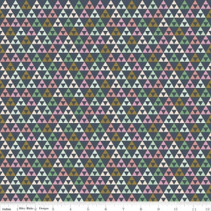 Trend Triangle Navy Cotton Lycra Knit Fabric by Riley Blake