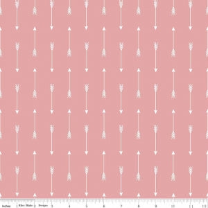 Arrows Coral Cotton Lycra Knit Fabric by Riley Blake