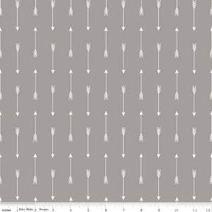 Arrows Grey Cotton Lycra Knit Fabric by Riley Blake