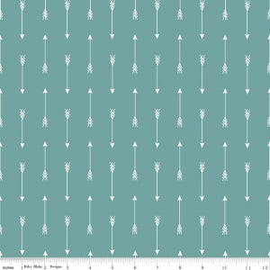 Arrows Teal Cotton Lycra Knit Fabric by Riley Blake