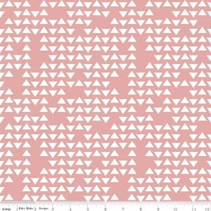 Triangles Coral Cotton Lycra Knit Fabric by Riley Blake