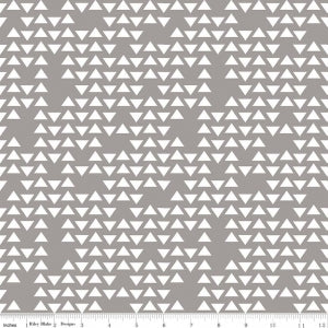 Triangles Gray Cotton Lycra Knit Fabric by Riley Blake - 19" Remnant