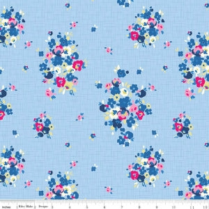 Carolina Main Blue Cotton Lycra Knit Fabric by Riley Blake