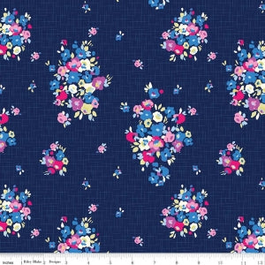 Carolina Main Navy Cotton Lycra Knit Fabric by Riley Blake