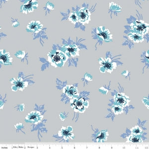 Derby Day Main Gray Cotton Lycra Knit Fabric by Riley Blake - 30" Remnant