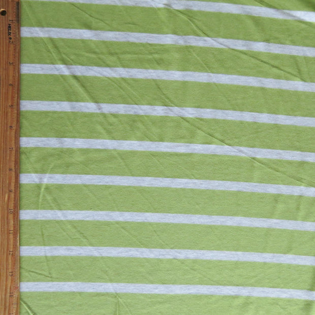 Kiwi Green and Heathered Grey Stripe Bamboo Lycra Knit Fabric