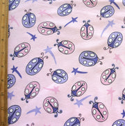 Ladybug Power on Pink Cotton Lycra Knit Fabric