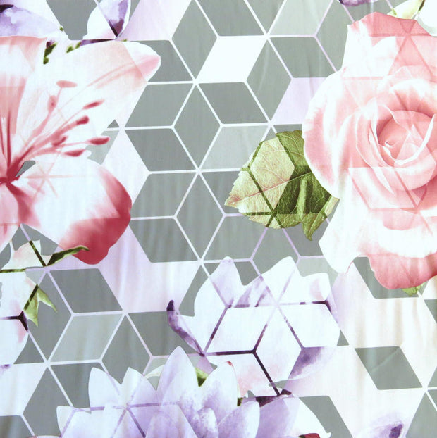 Large Floral Geo Nylon Spandex Swimsuit Fabric