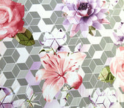Large Floral Geo Nylon Spandex Swimsuit Fabric