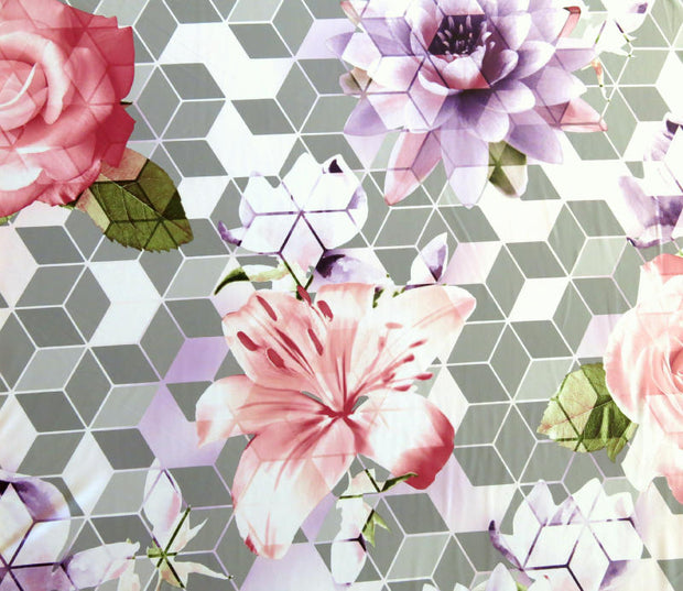 Large Floral Geo Nylon Spandex Swimsuit Fabric