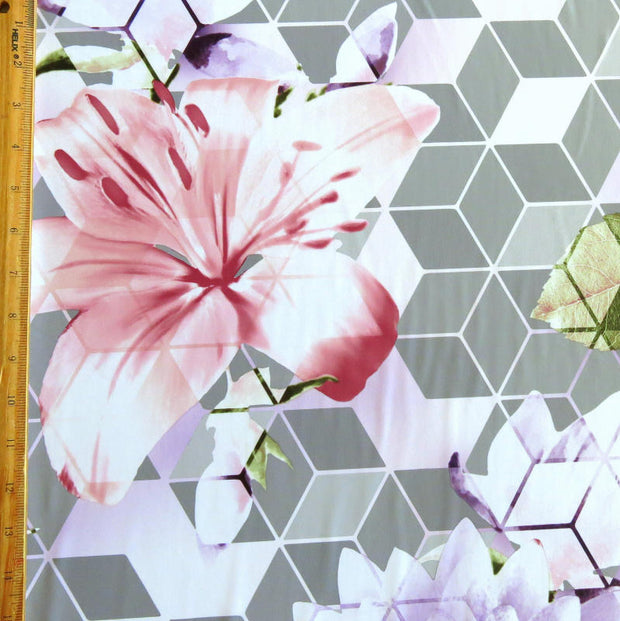 Large Floral Geo Nylon Spandex Swimsuit Fabric