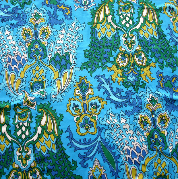 Large Paisley on Brilliant Blue Nylon Lycra Swimsuit Fabric