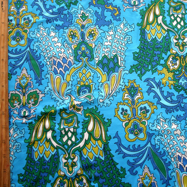Large Paisley on Brilliant Blue Nylon Lycra Swimsuit Fabric