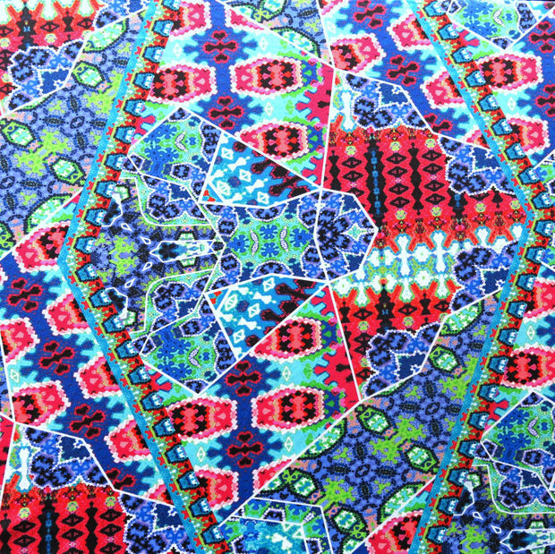 Large Scale Colorful Abstract Mosaic Nylon Swimsuit Fabric