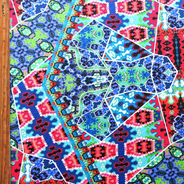 Large Scale Colorful Abstract Mosaic Nylon Swimsuit Fabric
