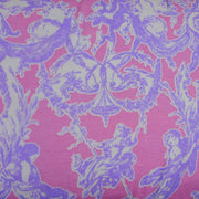 Lavender Toile on Pink Cotton Knit Fabric