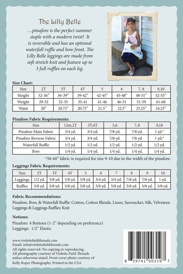 Lilly Belle Reversible Pinafore & Leggings Boutique Sewing Pattern by Violette Field Threads