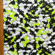 Black, Lime, and Grey Abstract Nylon Spandex Swimsuit Fabric - 27" Remnant