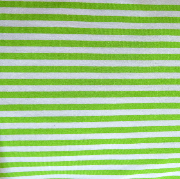 Lime and White 1/4" wide Cotton Lycra Knit Fabric