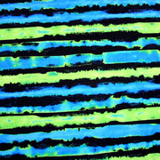 Lime, Blue, and Black Distressed Stripe Nylon Lycra Swimsuit Fabric