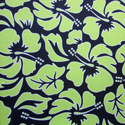 Lime Hawaiian Floral on Navy Nylon Lycra Swimsuit Fabric