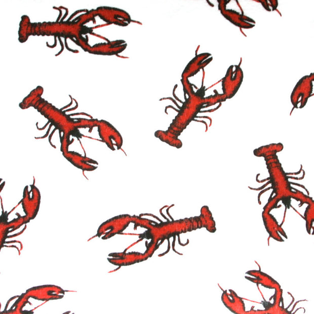 Red Lobsters on White Cotton Knit Fabric - 31" Remnant Piece