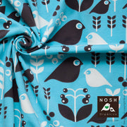 Good Morning Organic Cotton Lycra Knit Fabric by Nosh Organics, Capri/Graphite Colorway