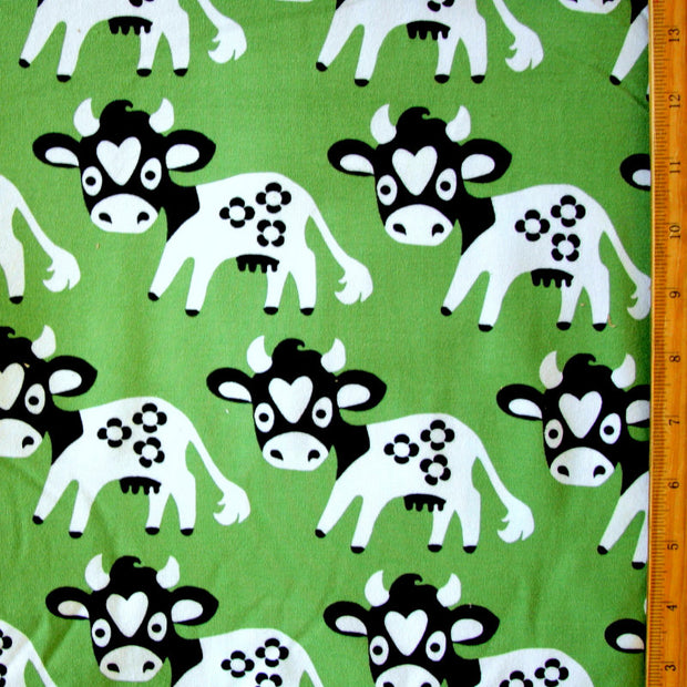 Lovely Cow Organic Cotton Lycra Knit Fabric by Mussukat