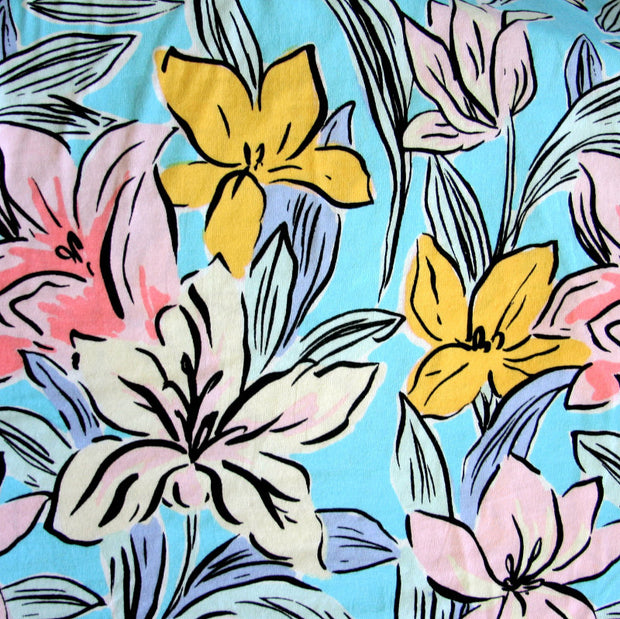 Lovely Lilies Cotton Lycra Knit Fabric