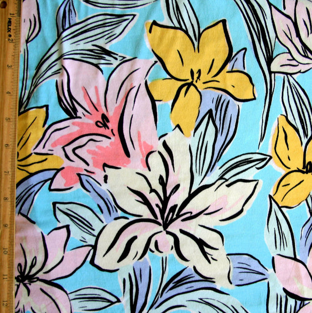 Lovely Lilies Cotton Lycra Knit Fabric