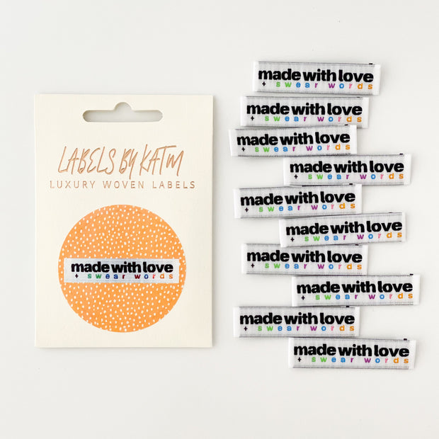 "Made with Love and Swear Words" 10 Pack Woven Labels by Kylie and the Machine
