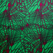 Magenta Abstract on Kelly Green Nylon Lycra Swimsuit Fabric