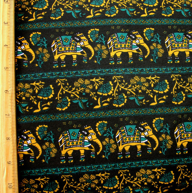 Marrakesh Elephants Cotton Lycra Knit Fabric