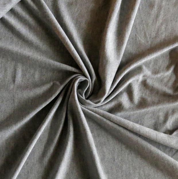 Medium Heathered Grey Bamboo Lycra Jersey Knit Fabric