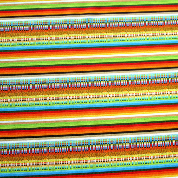 Mexican Serape Rainbow Stripe Nylon Lycra Swimsuit Fabric