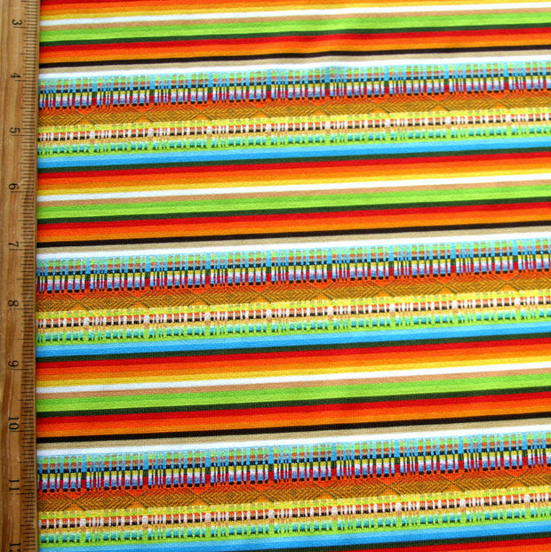 Mexican Serape Rainbow Stripe Nylon Lycra Swimsuit Fabric