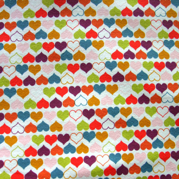 Colorful Mini Hearts Cotton Lycra Knit Fabric