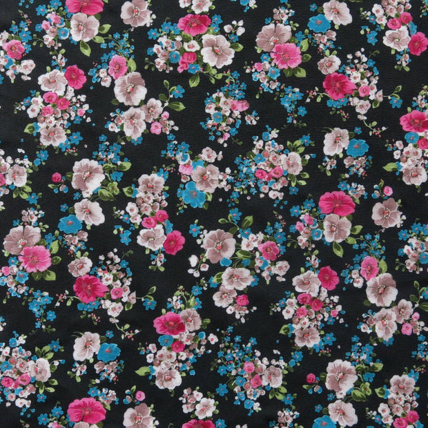 Mini Floral on Black Nylon Spandex Swimsuit Fabric