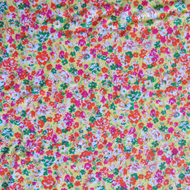 Mini Floral on Yellow Nylon Spandex Swimsuit Fabric