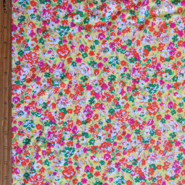 Mini Floral on Yellow Nylon Spandex Swimsuit Fabric