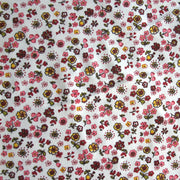 Small Floral on Creme Cotton French Terry Fabric - 1 yard 12" Piece