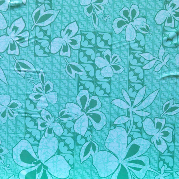 Mint Hibiscus Print Nylon Spandex Swimsuit Fabric