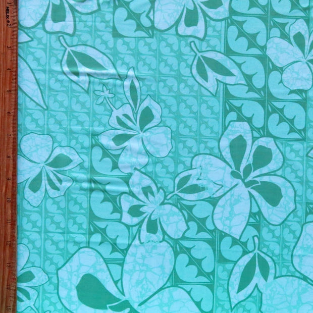 Mint Hibiscus Print Nylon Spandex Swimsuit Fabric