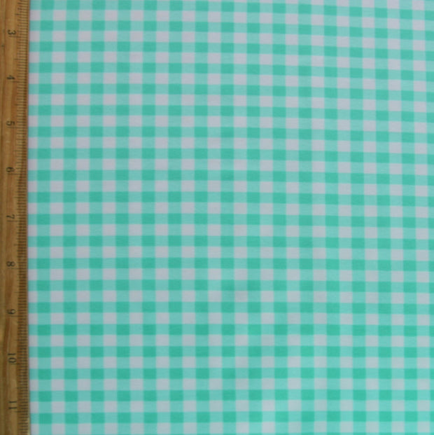Mint Picnic Gingham Nylon Lycra Swimsuit Fabric - 20" Remnant