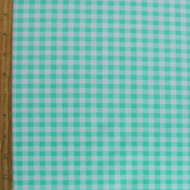 Mint Picnic Gingham Nylon Lycra Swimsuit Fabric - 20" Remnant